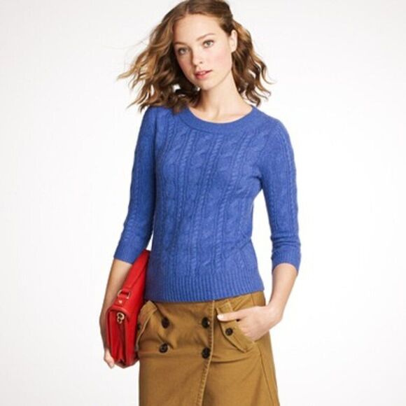 NWT J Crew XS 100% Cashmere Cable Knit Wool Long Sleeve Crew Sweater Gray Y2K - Picture 12 of 12